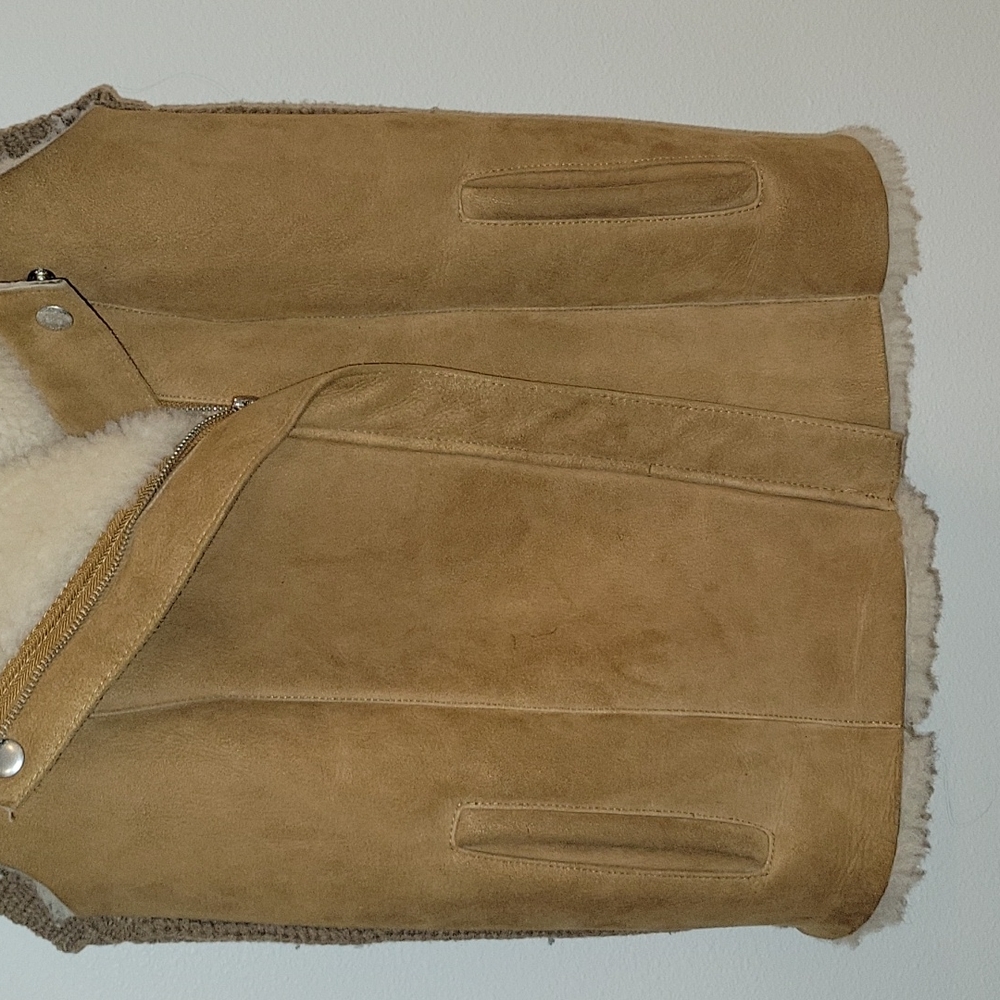 JOIE Brinley Lamb Fur Suede Vest in Natural - Picture 2 of 14